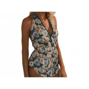 NEW NOBLESSE OBLIGE liberty short romper in teal rose